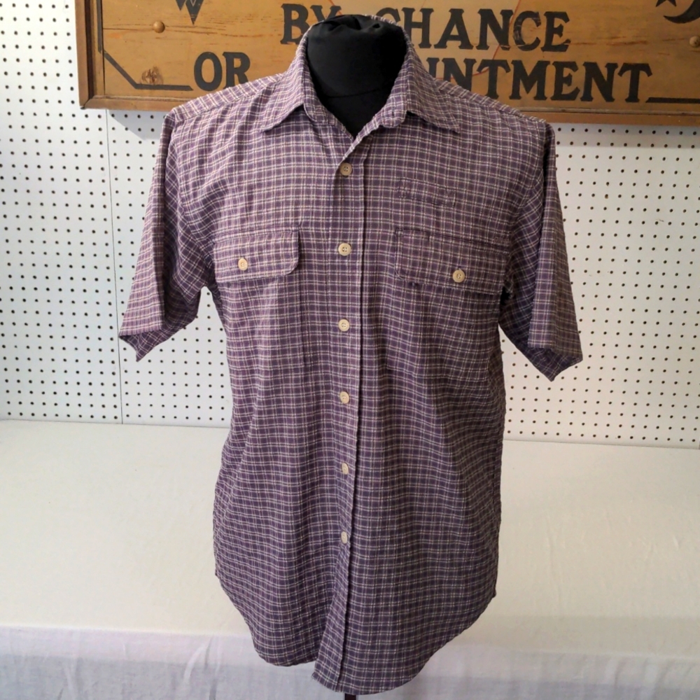 Vtg Orvis Seersucker Shirt Medium